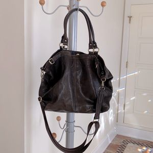 Dark Brown Leather Shoulder Bag